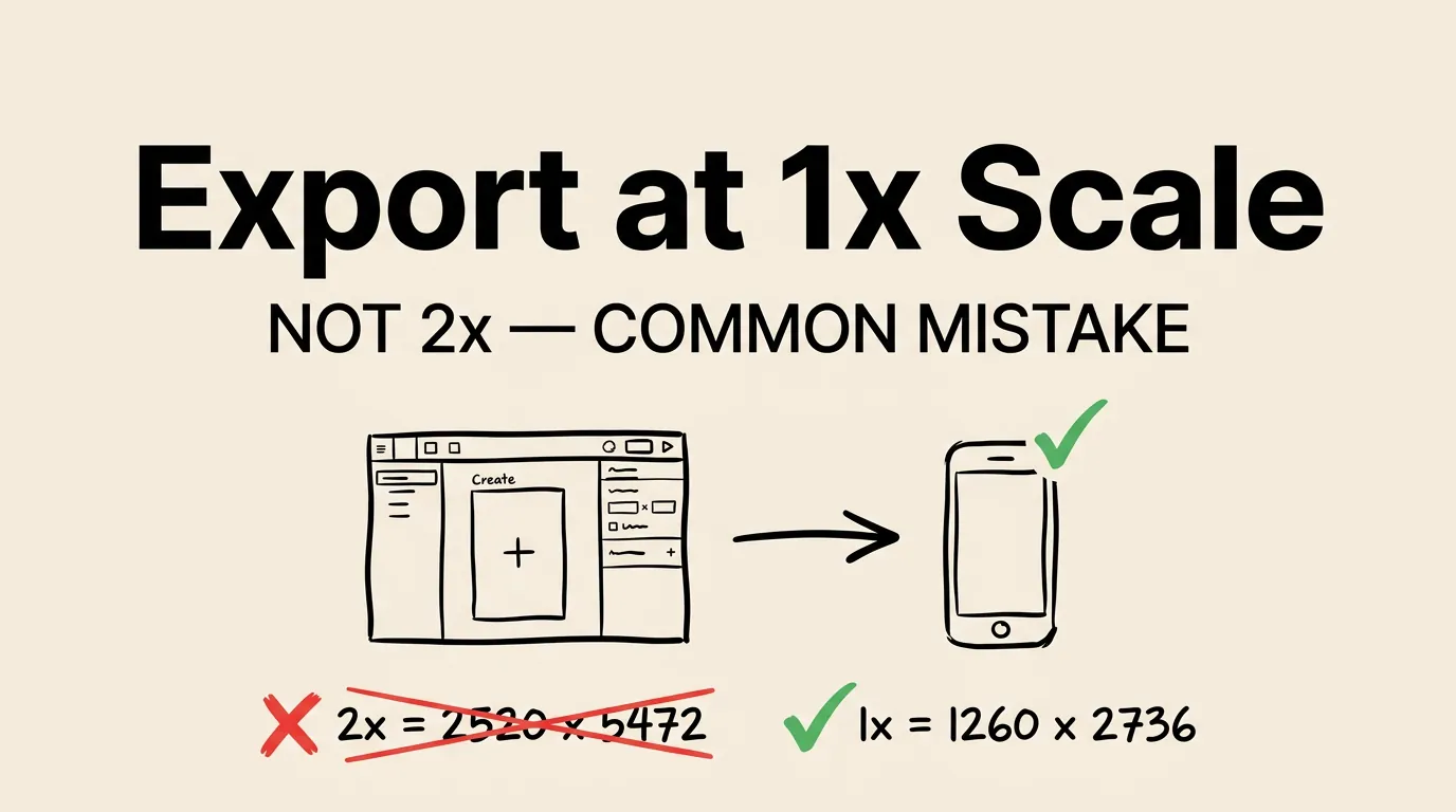 Infographic about exporting at 1x scale not 2x
