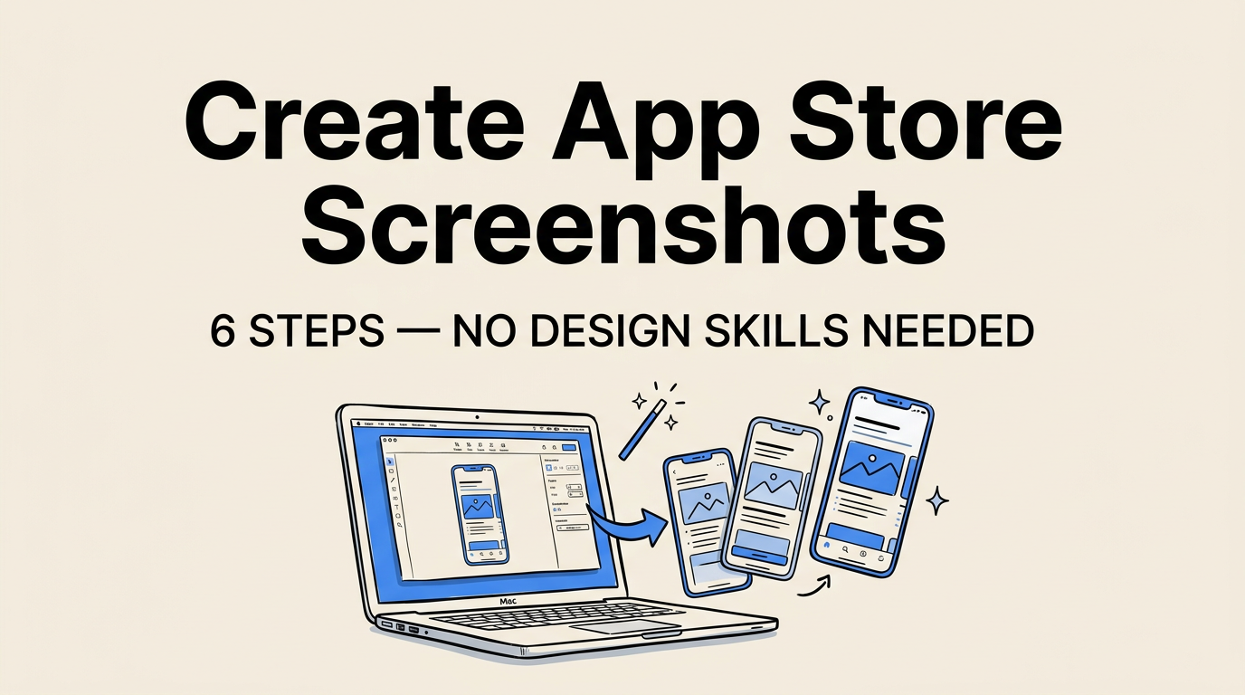 Step-by-step workflow showing how to create App Store screenshots on Mac